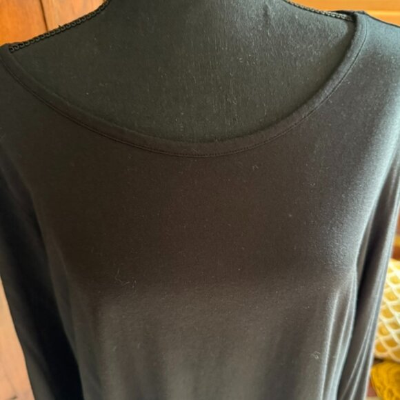 Soft Surroundings Long Sleeve Black Pullover Tie Waist Top Size Large - Picture 2 of 6
